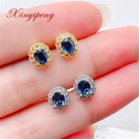 xin yipeng fine gem jewelry real s925 sterling silver inlaid natural sapphire earrings anniversary gift for women free shipping