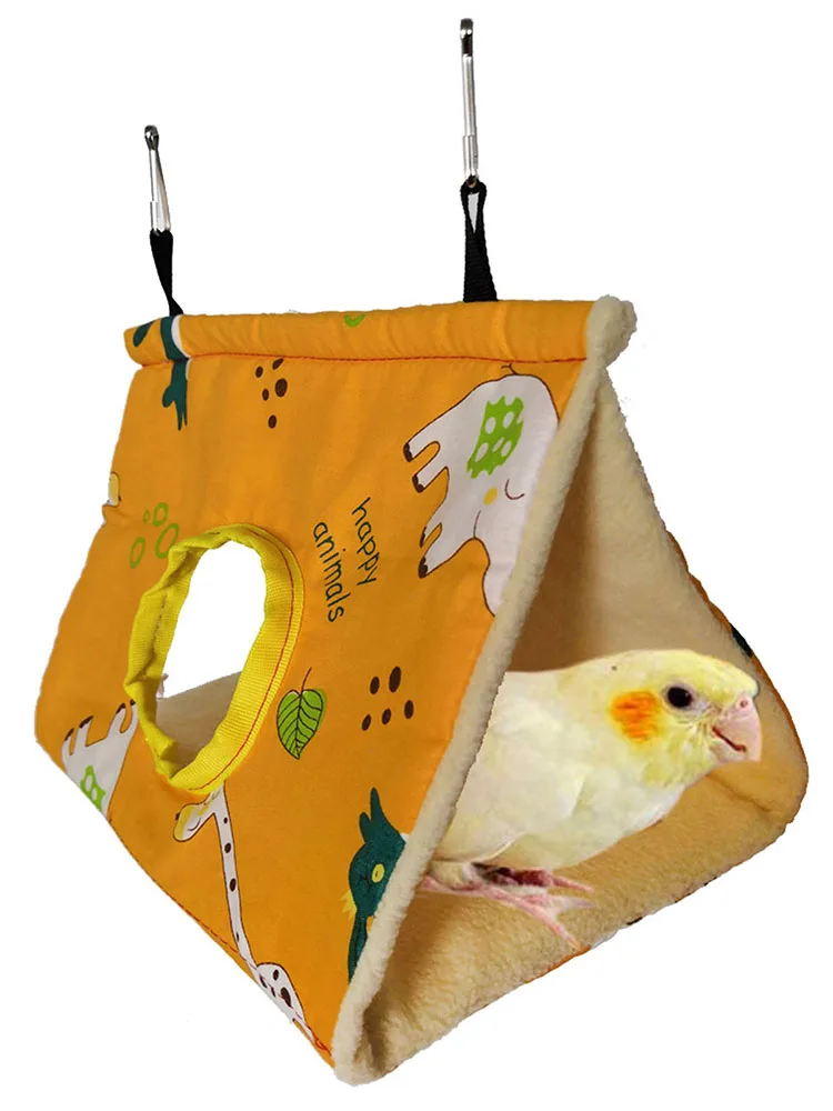 

Canvas Flannel Bird Hammock Parrot Nest Bird House Pet Bird Sleeping Nest Amusement Triangle Birds Nest With Holes Four Seasons