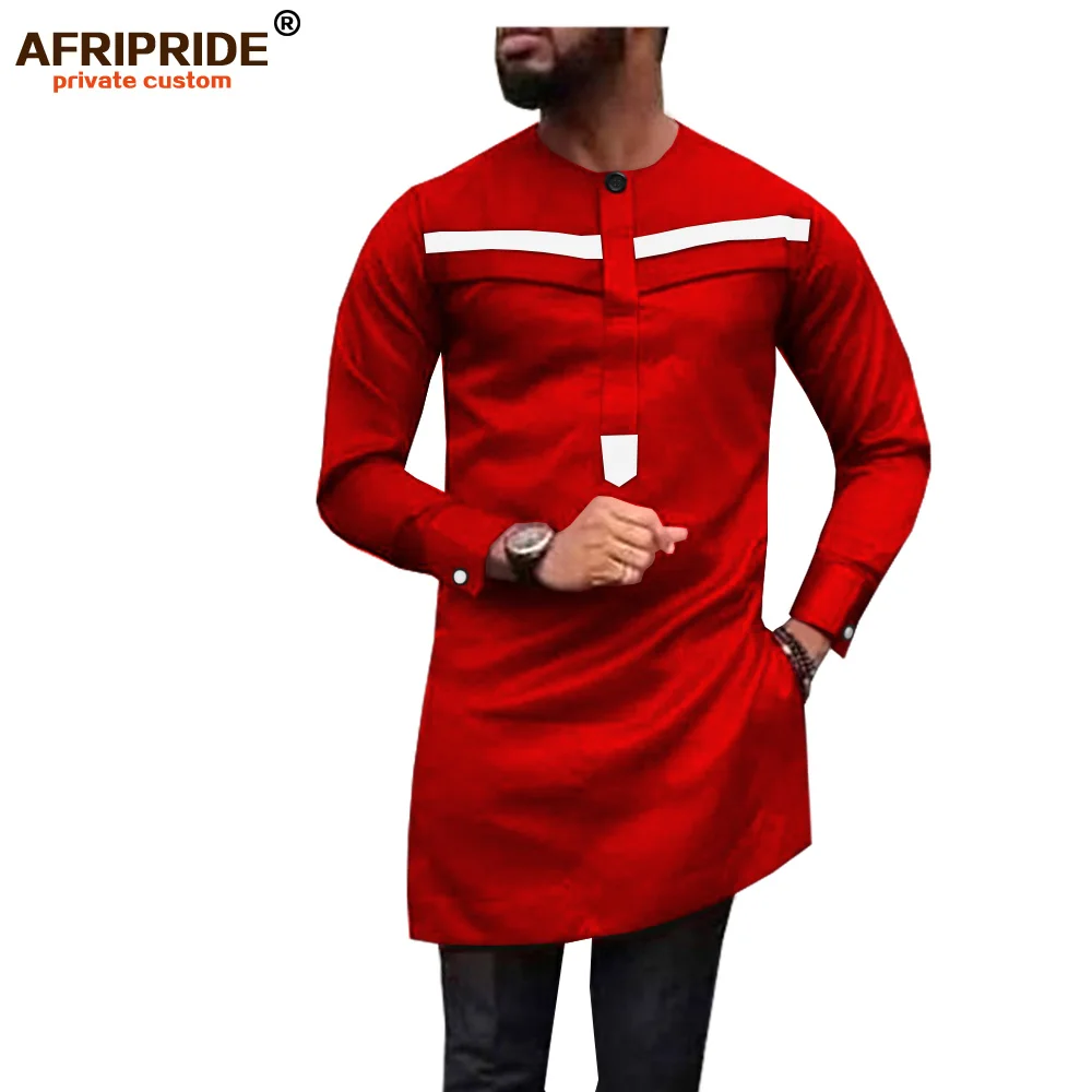 

2021 African Men Shirt Plus Size Dashiki Tops Ankara Blouse Long Sleeve Outwear Tribal Dress Shirts Slim Fit AFRIPRIDE A1912010