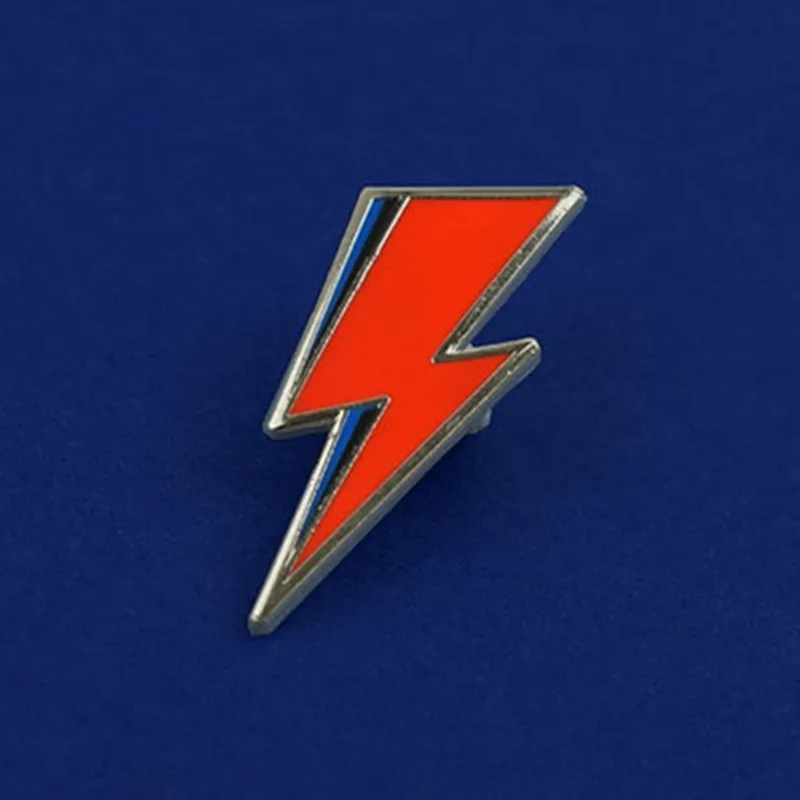 Bowie вдохновленная молнией болт брошь заколки эмаль металлические значки лацкан