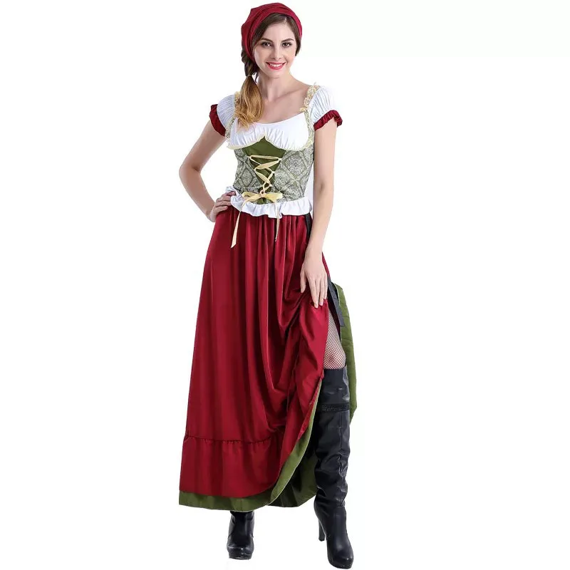 YUAYXEA женский Bavarian Oktoberfest костюм дирндль пивной фестиваль Mardi Gras дамское сексуальное Забавное платье длинный наряд для девочек