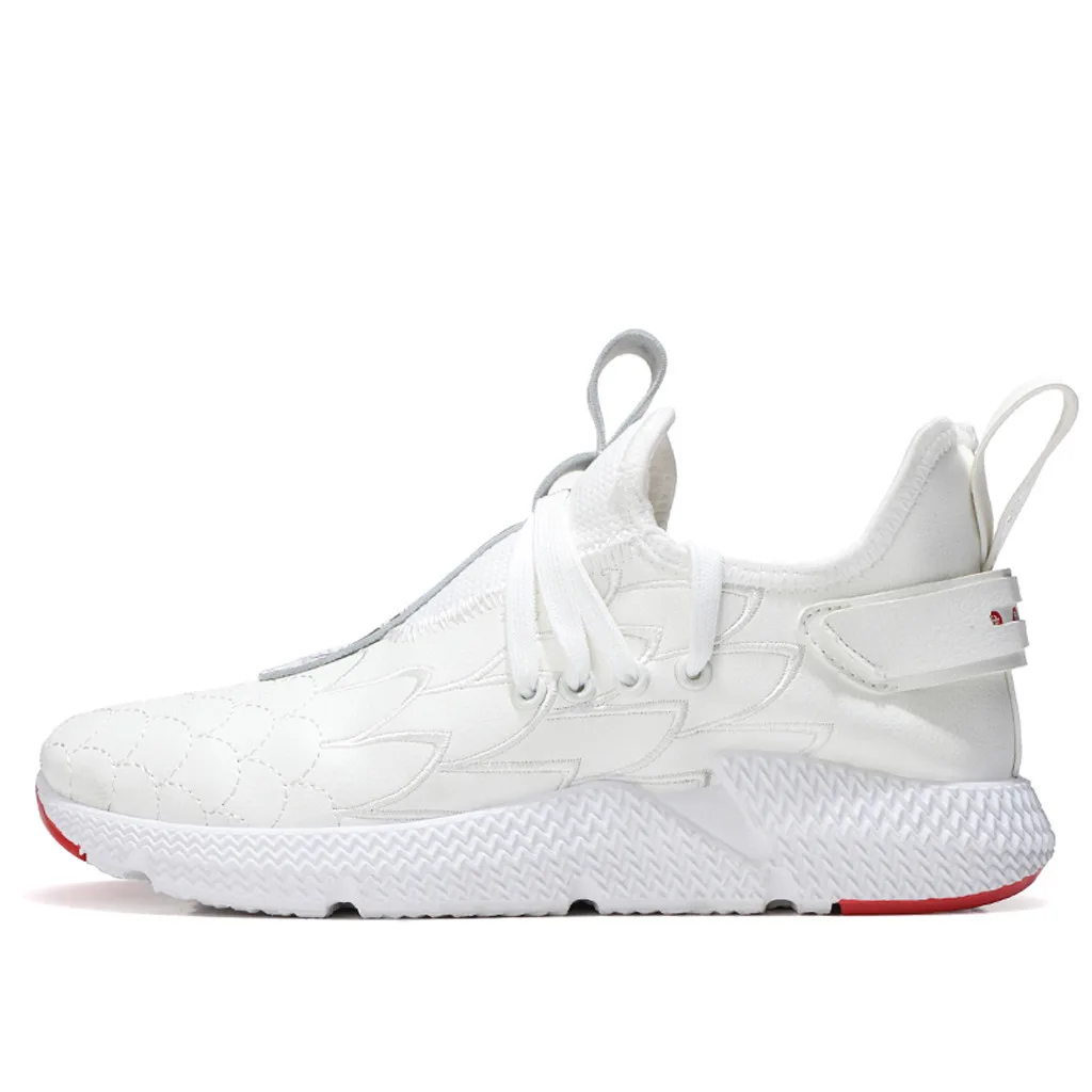 Кроссовки для шитья мужские большого размера китайского стиля с зернистым рисунком птицы моды для повседневной носки на улице белого цвета Z30726.