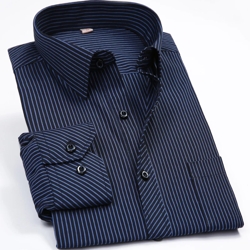 Мужская рубашка в полоску Port & Lotus брендовая клетчатая с длинным рукавом и