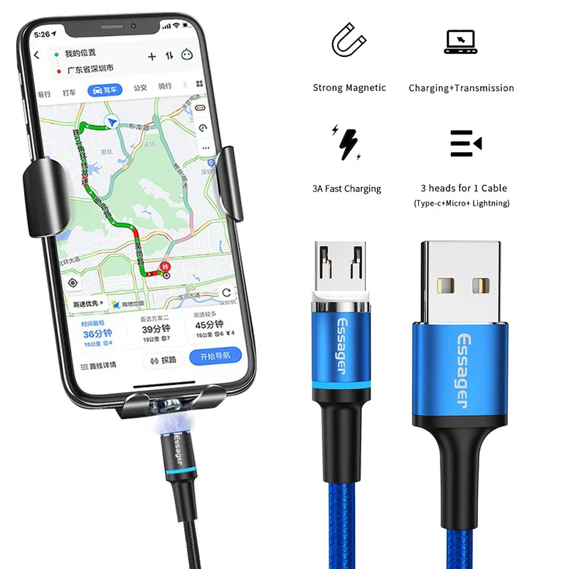 3A Магнитный Micro USB кабель для samsung Android мобильный телефон Быстрая зарядка