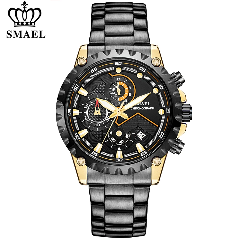 Мужские спортивные кварцевые часы с хронографом нержавеющая сталь | Наручные