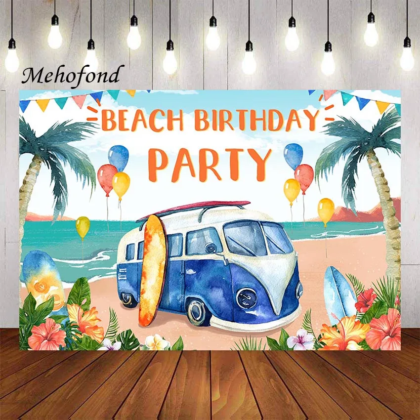 

Фон для фотосъемки Mehofond с изображением летней доски для серфинга пляжа дня рождения Гавайский морской фон для фотосъемки праздничный фон д...