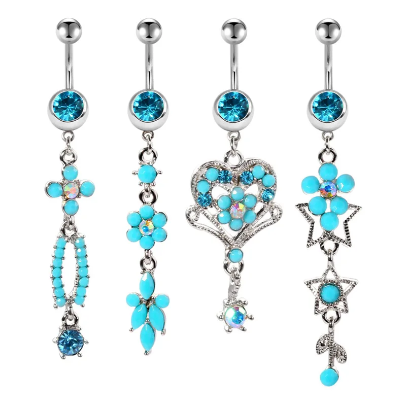 Висячие кольца на пупок для женщин 14 г длинный из хирургической стали| |