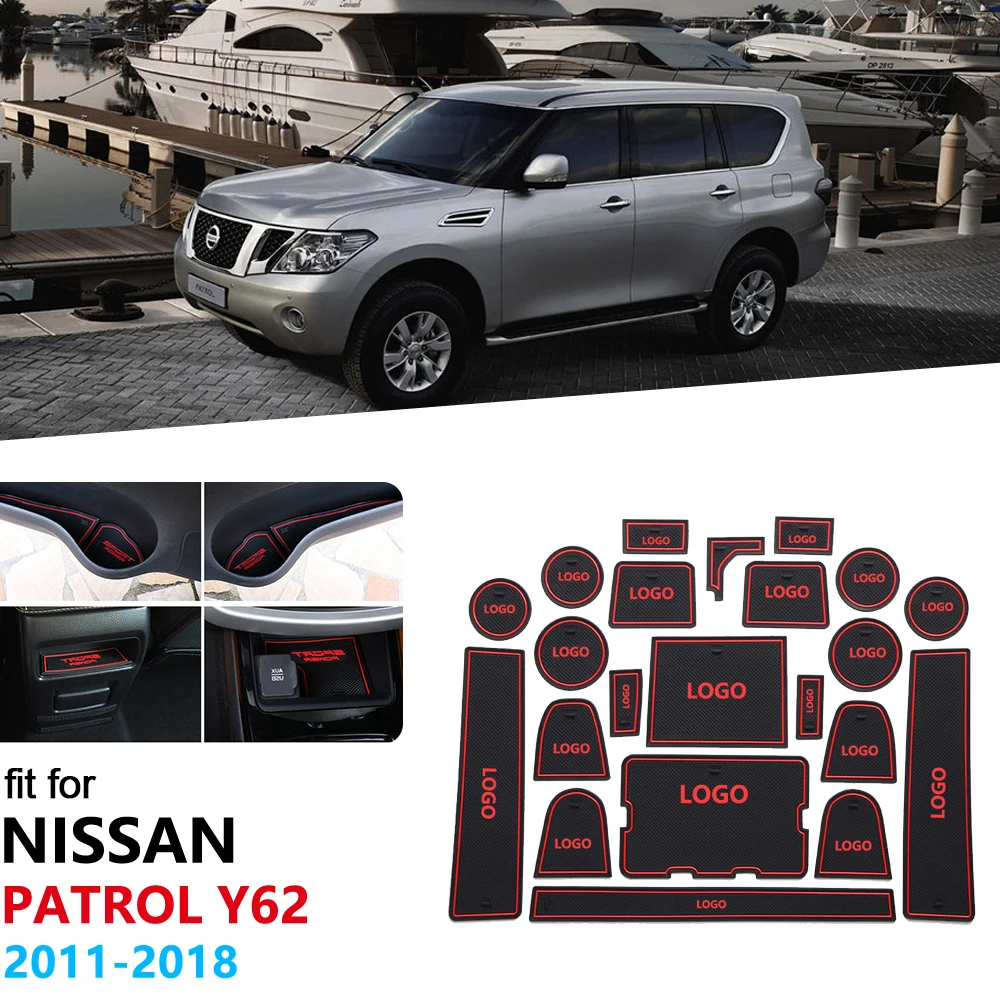 Для Nissan Patrol Y62 2011 2012 2013 Armada анти-скольжения затворный слот, подкладка резиновая подставка под кружку коврик наклейки для автомобиля