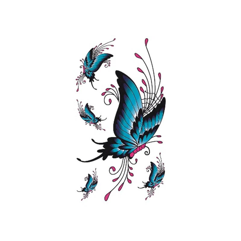 Временные татуировки Wyuen Bird для взрослых, водостойкие тату-наклейки, боди-арт, красивые 3D бабочки, поддельные татуировки для женщин, A-078 - Цвет: 017