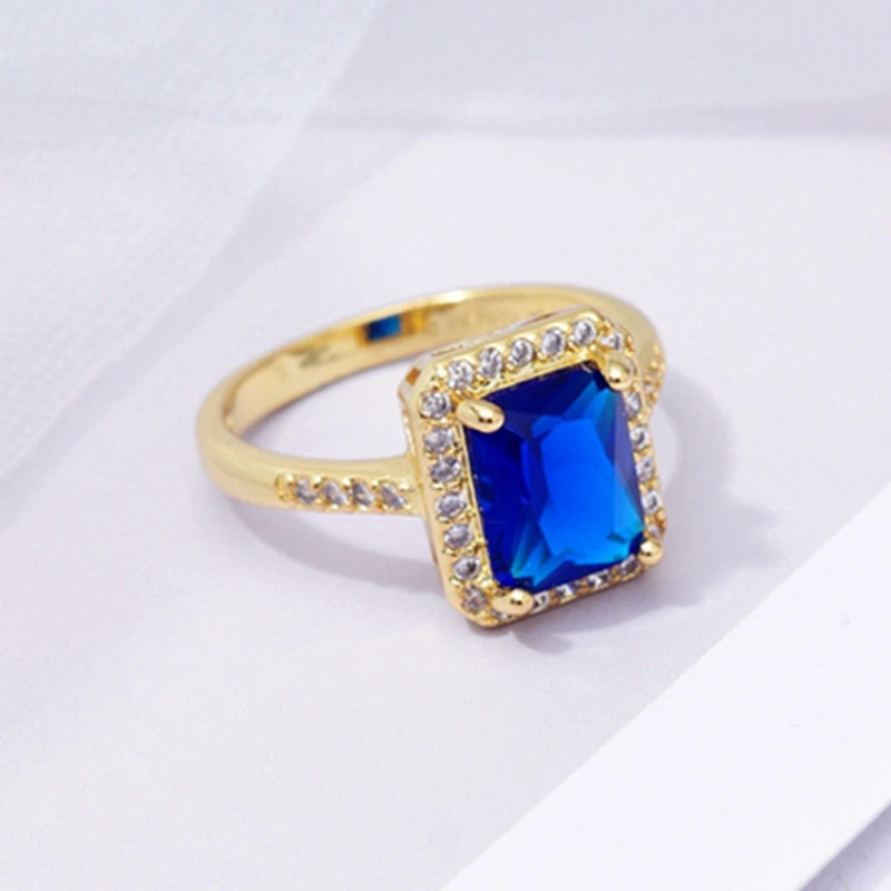 Свадебные Благородные Кольца принцессы для женщин темно синие циркониевые