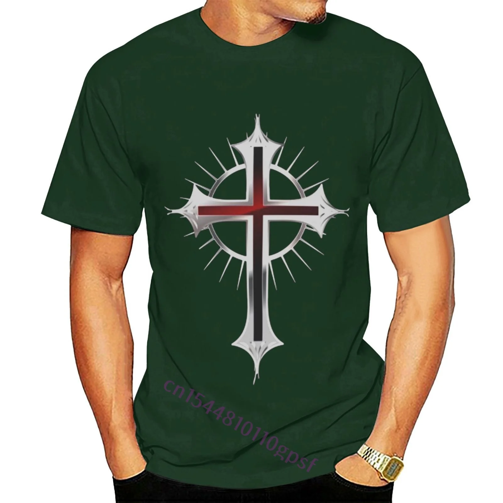 

Cross Christianity T-Shirt Men Short Sleeve Humor Tee Shirt Round Neck 100% Cotton Funny Graphic T Shirt