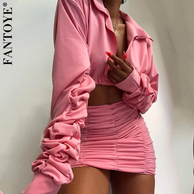 Женский Повседневный костюм FANTOYE из двух предметов с рюшами и длинным рукавом