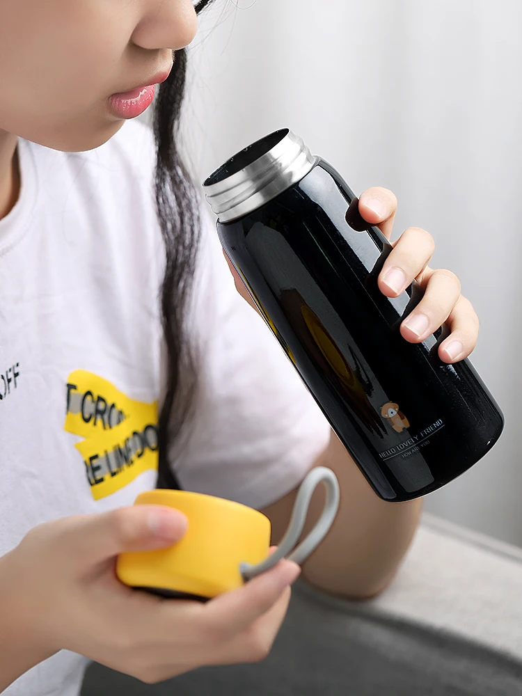 Fresh Korean Stainless Steel Tumbler Mug Coffee Thermos Cup Women Water Simple Students Thermal Bottle 500ML BB50BW | Дом и сад