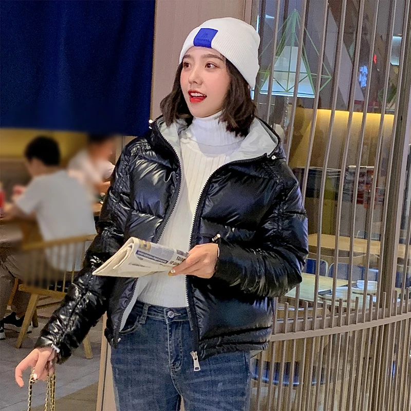 Новая зимняя Глянцевая парка женское водонепроницаемое пальто куртка с