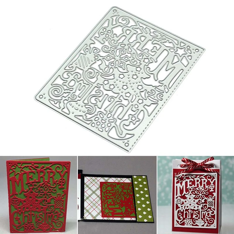 3D Merry Christmas слова Рождественская елка Металлические Вырубные штампы DIY