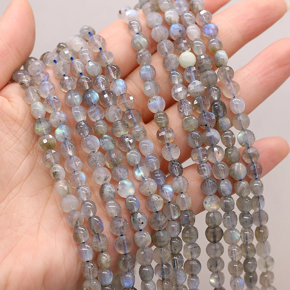 

Natural Semi-precious Stone Oblate Section Beads Flash Labradorite 6mm For DIY Necklace Earrings Accessories Gift Length 38cm
