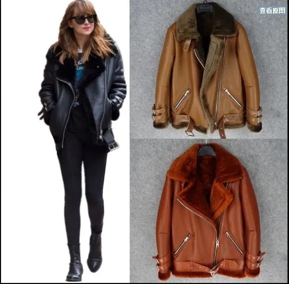 

Free shipping.2020 new.Guarantee Genuine leather motor jacket,Winter warm women 100% shearling coat.Street sheepskin fur jackets