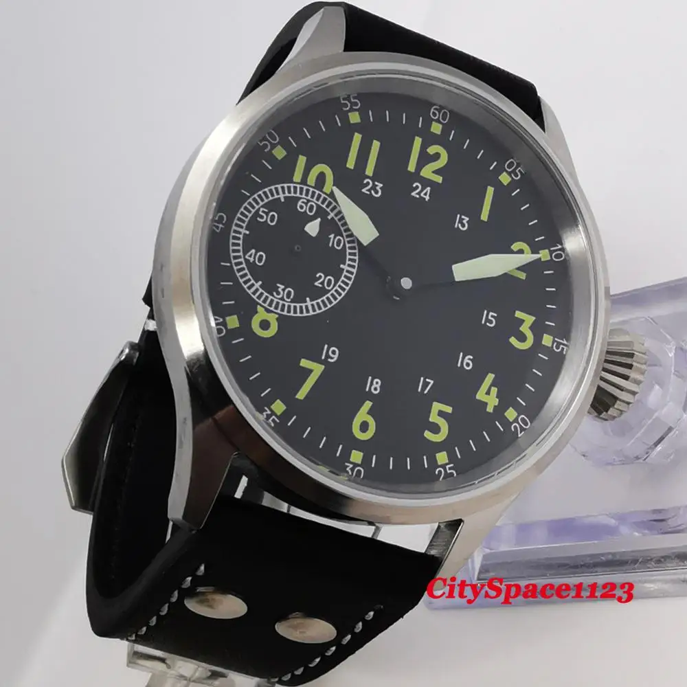 Corgeut 43 мм стерильный циферблат механические наручные часы с ручным заводом 6497