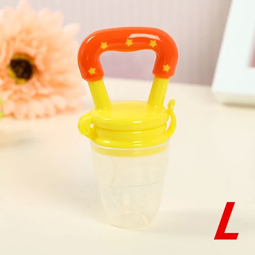 Yellow L 1 шт., детский Безопасный инструмент для кормления молоком и фруктами, Безопасный инструмент для соски, Прорезыватель для зубов, соска AU, уход за полостью рта, забавные игрушки - Цвет: Yellow L