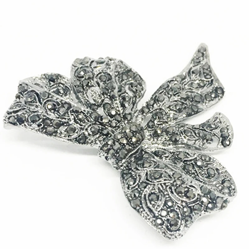 Черный цвет стразы броши бант Для женщин большой брошь зимний стиль высокое
