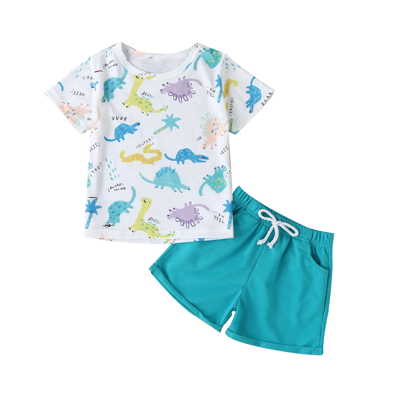 Комплект летней одежды из 2 предметов для маленьких мальчиков футболка с принтом