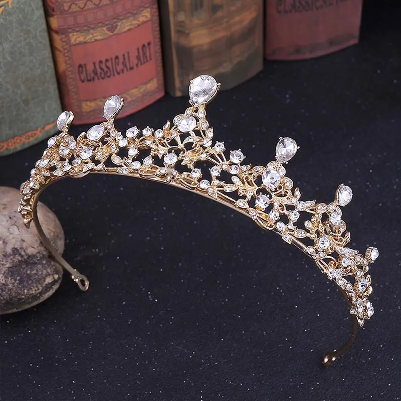 Модные Зеленые золотые синие тиары короны в форме капли с кристаллами