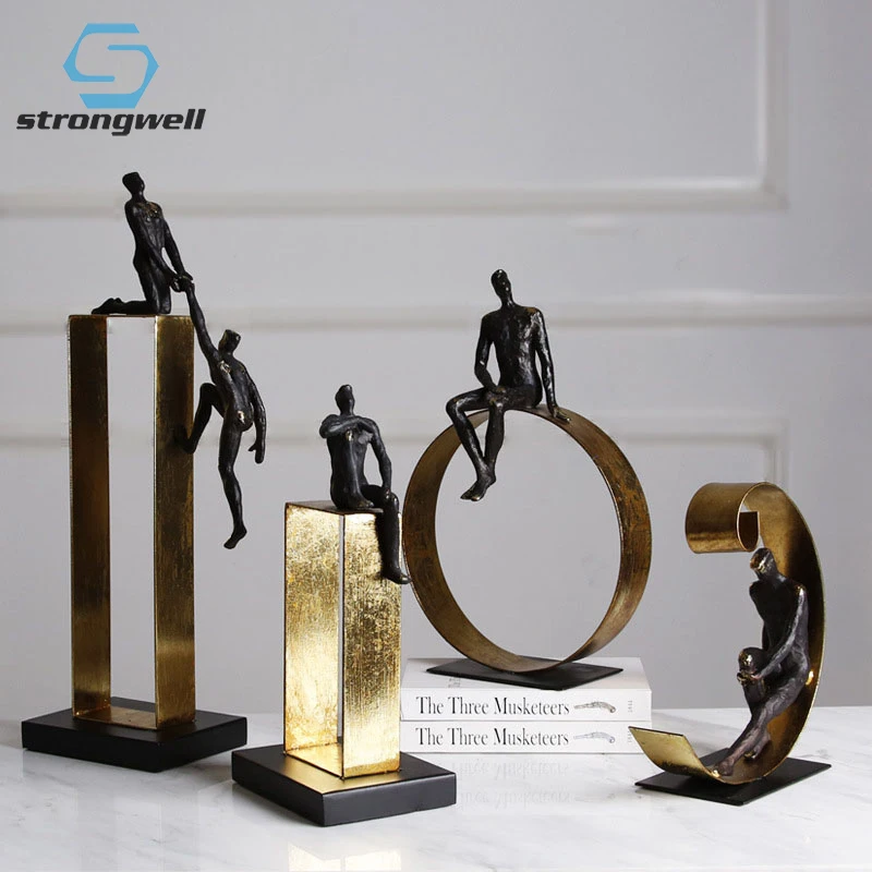 

Strongwell Luxury Vintage Figurines Home Decoration Artware Creative Resin Metal Ornament Living Room Bookcase Decor Furnishings