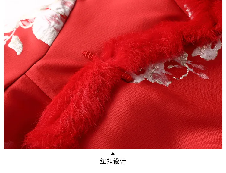 new year chinese-style dress Tang Costume collar cotton-padded jacket retro printing long-sleeved Short coat winter jackets