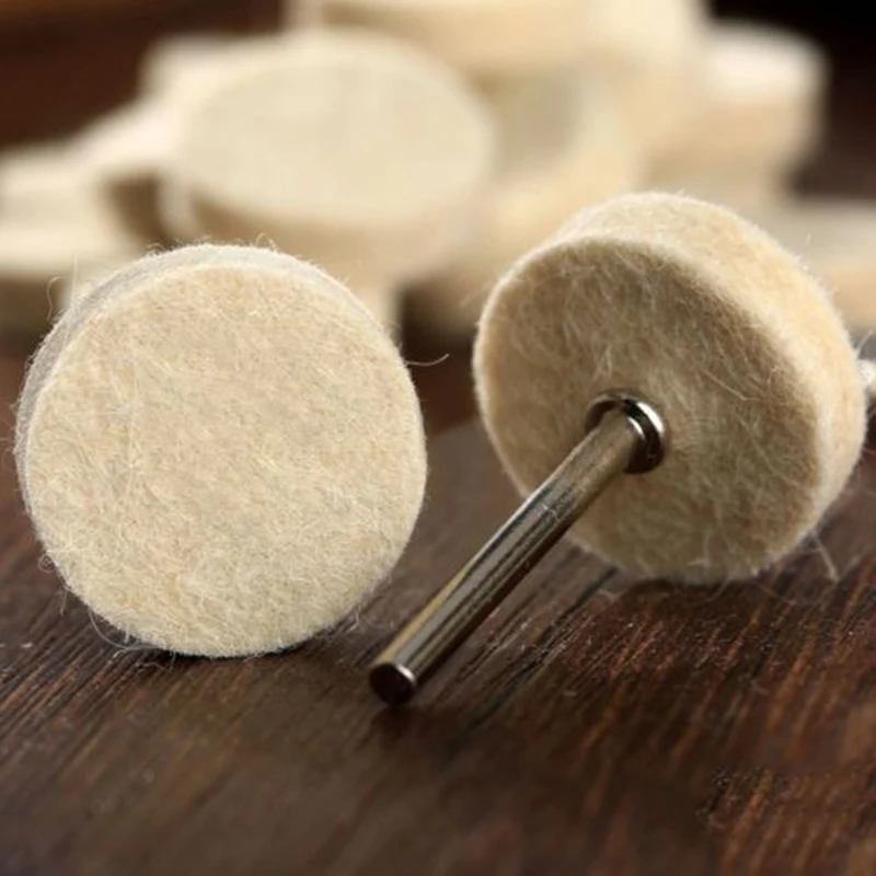

50pcs 25mm Wool Buffing Angle Grinder Wheel Felt Polishing Discs Pads Tool+ 2Rod
