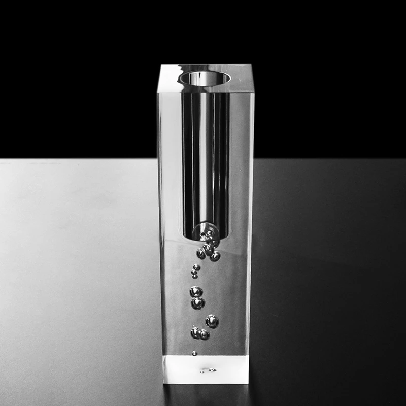 Скандинавская акриловая ваза квадратная колонна стеклянная пузырчатая