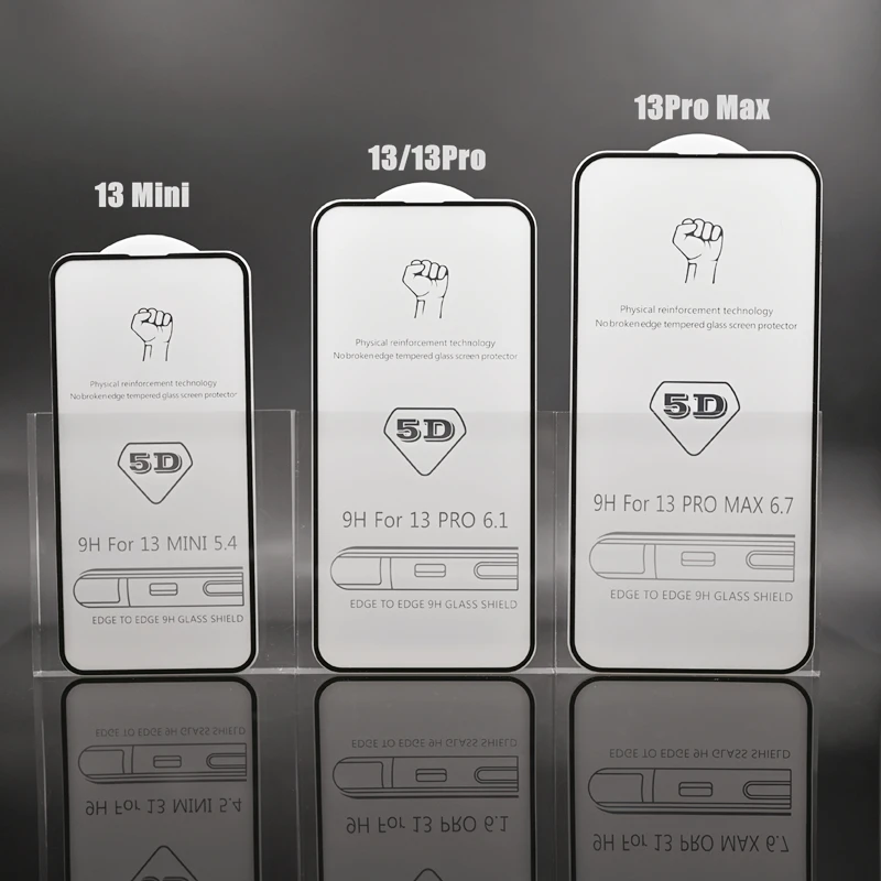 

100 Pcs 5D Full Cover Protective Tempered Glass Applicable iPhone 13 Pro Max 12 Pro X XR XS Max SE 2 Screen Protector Glass Film