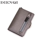 Карбоновый держатель для карт Rfid, женские и мужские умные бумажники, тонкий кожаный кошелек в три сложения, кошелек для денег, маленький мужской мини кошелек черного цвета