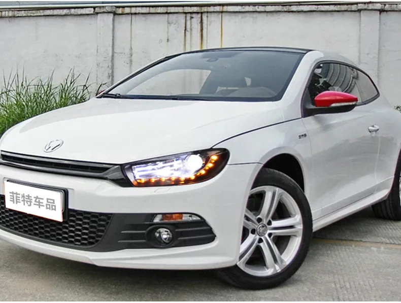 1 пара для Volkswagen Scirocco светодиодная фара 2008- года передняя фара в сборе с дневным ходовым светом