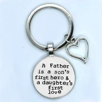 alloy keychain 25mm heart shape a father is a sons first hero fathers day gift keychain thanksgiving gift