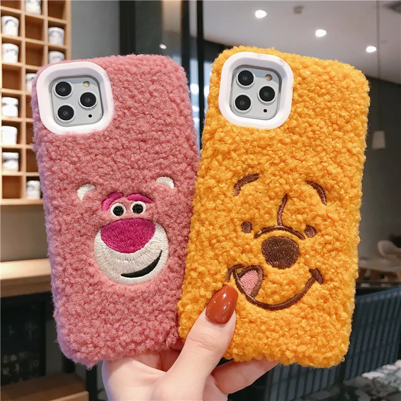 For iPhone 11 pro max toy story Warm Case Cartoon Furry Dumbo Fur winter Cover iphone XS Max XR X 7 7p 8 plus |