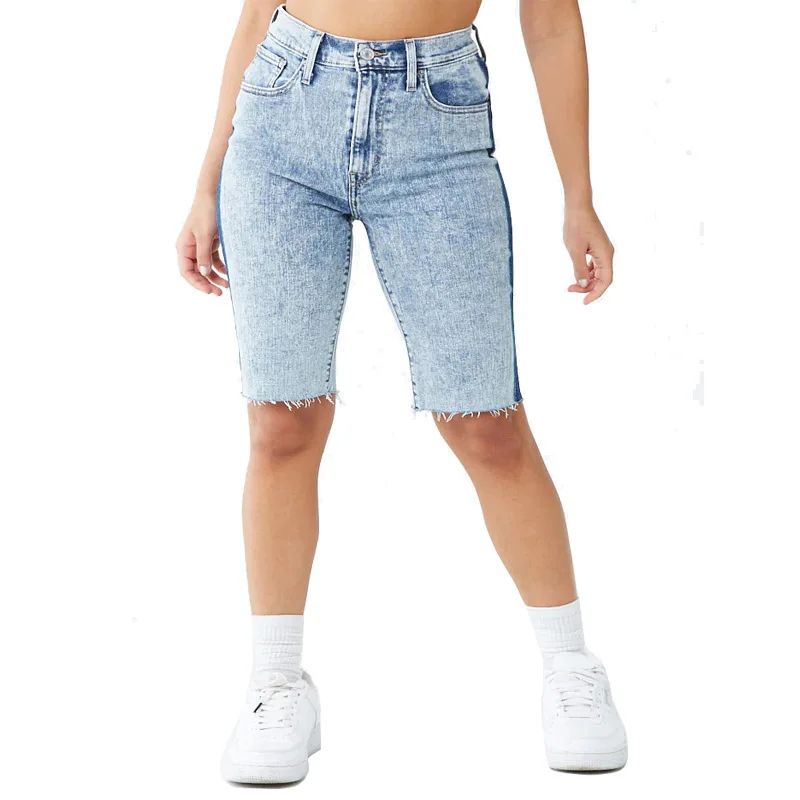 

Denim Blue Skinny Short Jeans Woman Plus Size Knee Length Summer Clothes for Women