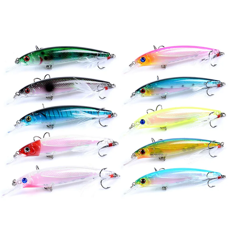 1 шт. блесна рыболовные приманки Воблеры Crankbait 9 см 7 2 г с перьевыми крючками
