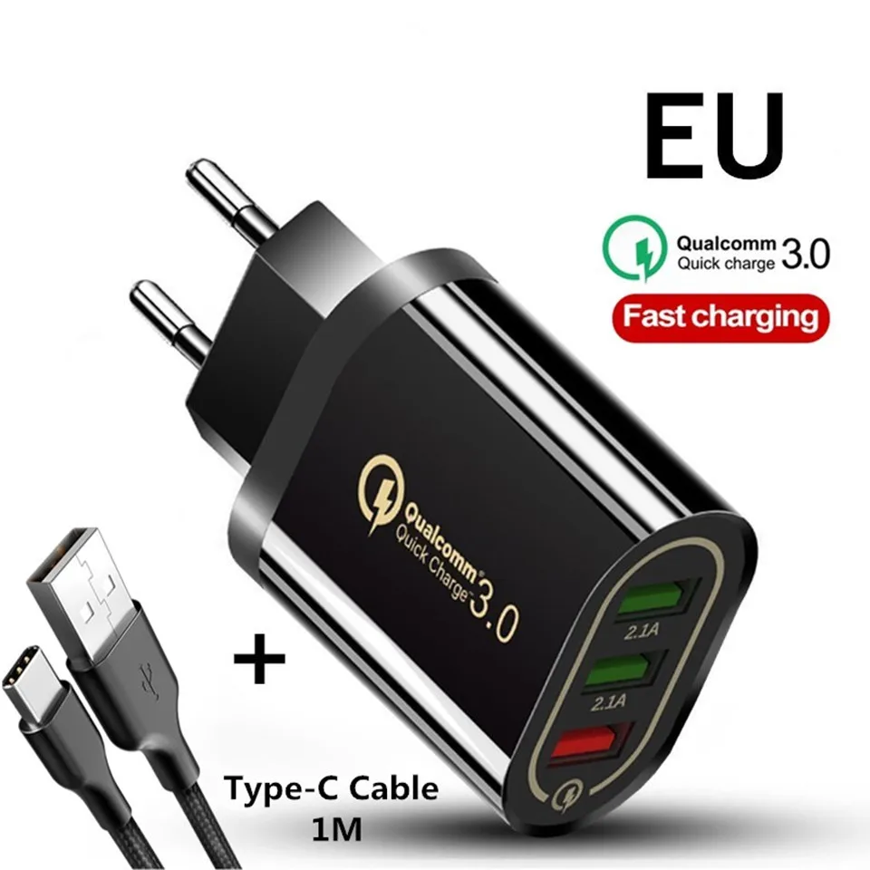 Быстрое зарядное устройство 3 USB зарядное устройство Быстрая зарядка QC3.0 5 V/3A EU/US для iPhone быстрое зарядное устройство Xiaomi портативное зарядное устройство для телефона Зарядка зарядное устройство