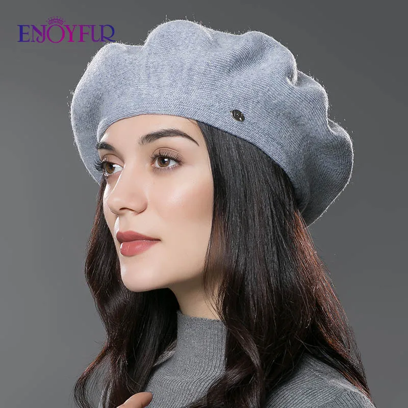 Женский вязаный берет ENJOYFUR хлопковый с подкладкой для зимы 2019|beret hat|ladies beret hatsladies