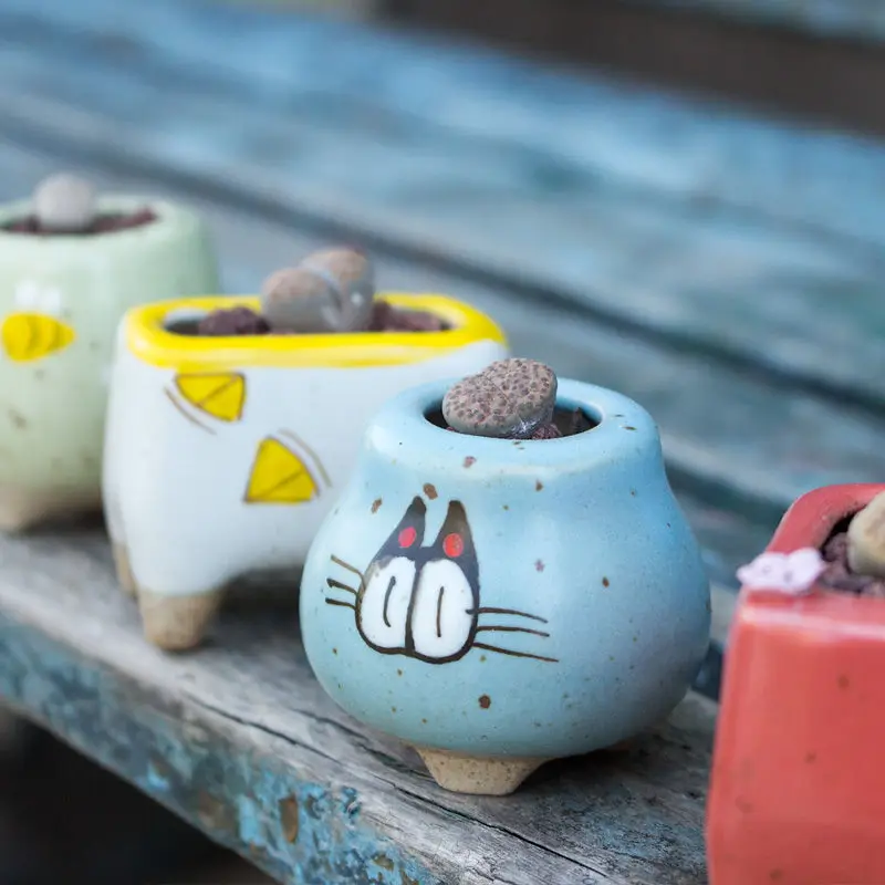 Креативный мультяшный керамический цветочный горшок для суккулентов Мини с