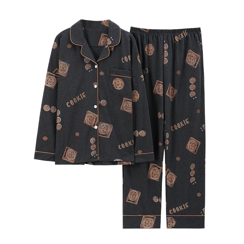 Пижама женская BZEL из хлопка с принтом печенья мягкая размер XXXL 2020 | Женская одежда