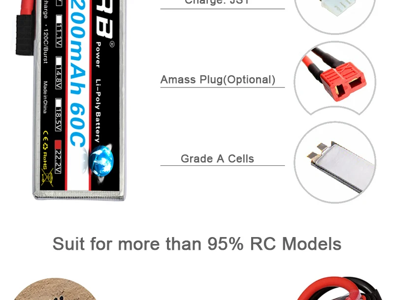 HRB 6S 22,2 V Lipo батарея 4200mah Deans XT60 EC5 XT90 TRX T Разъемы 60C RC гоночный Вертолет FPV самолеты автомобили грузовик лодки запчасти