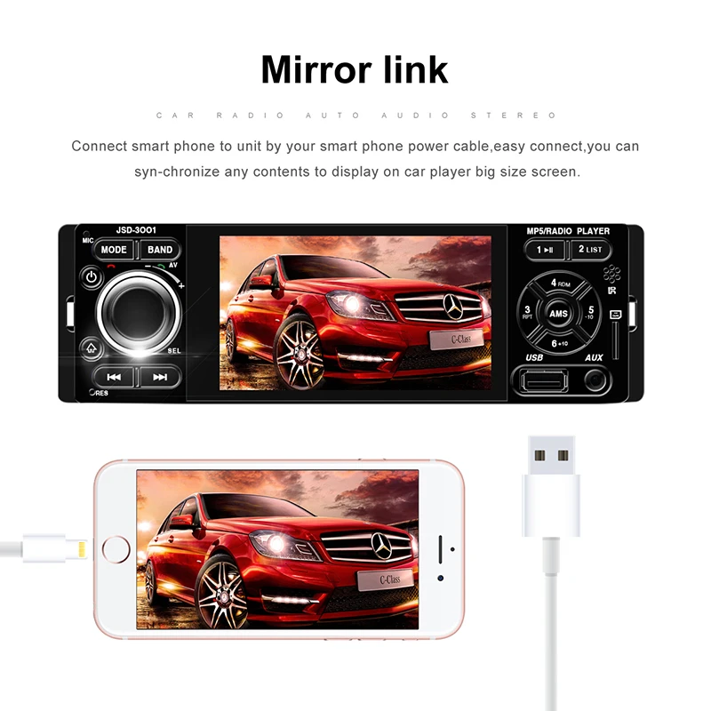 Автомагнитола 1 din " сенсорный экран araba teypleri estereo para Авто mp5 Автомагнитола bluetooth jsd 3001 teypoto mirror link