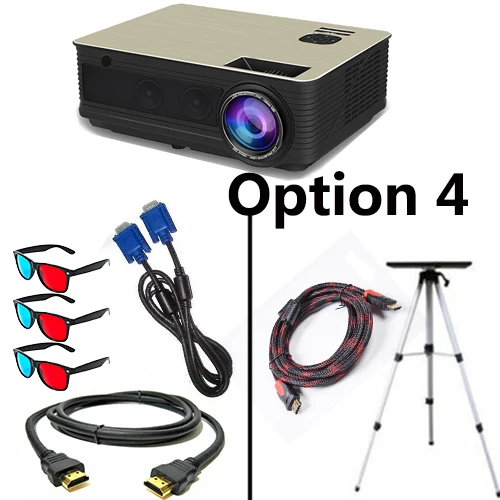 Poner Saund M5 светодиодный проектор 5500 люмен Full HD 1080P двойные HIFI динамики с 10 м HDMI штатив 3D Proyector lcd Vs светодиодный 96 - Цвет: Option 4