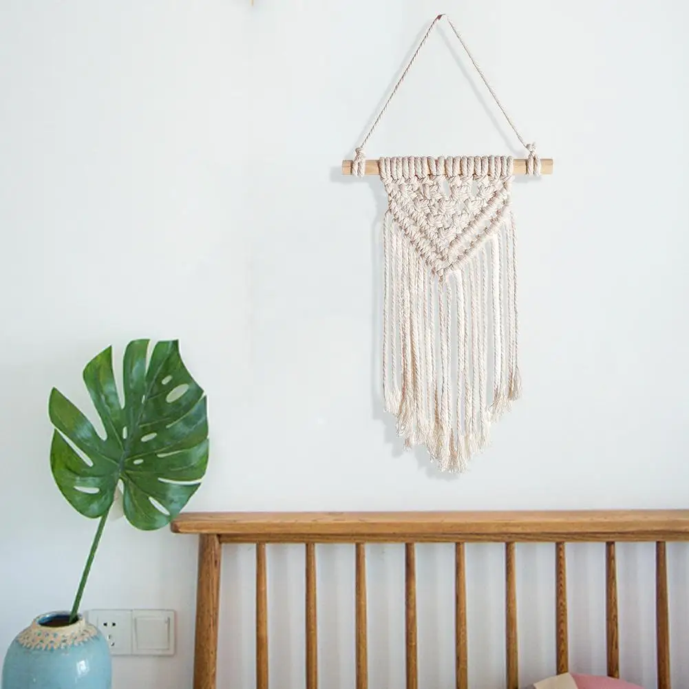 Макраме настенный богемный тканый хлопковый веревочный Ловец снов гобелен с