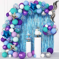 138pcs mermaid balloon garland arch party supplies with purple green confetti balloons for litter mermaid birthday party decor