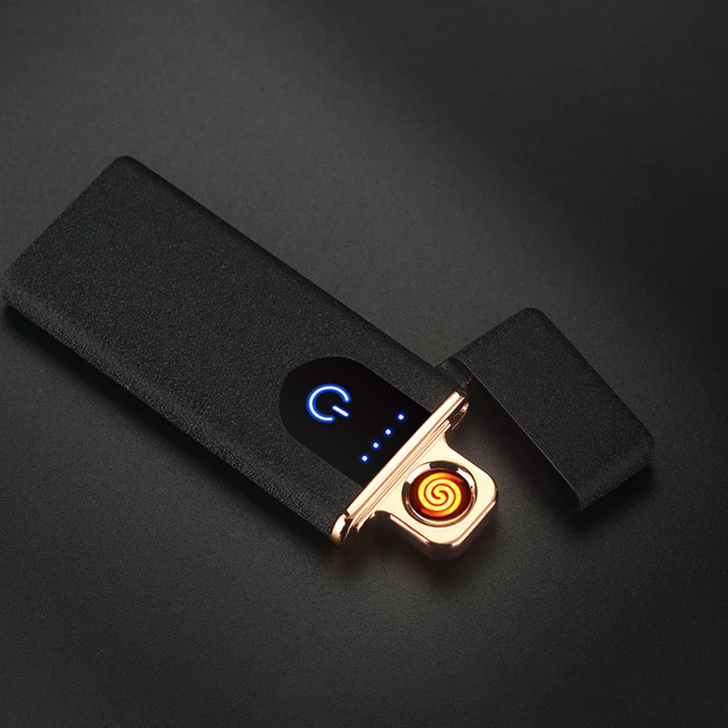 Ветрозащитная зажигалка с сенсорным экраном перезаряжаемая через USB индикатором