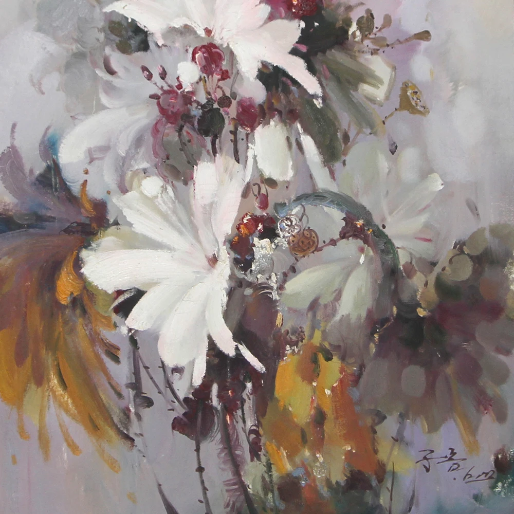 

Impressionist handpaint flower oil painting for Living Room Home Decoration