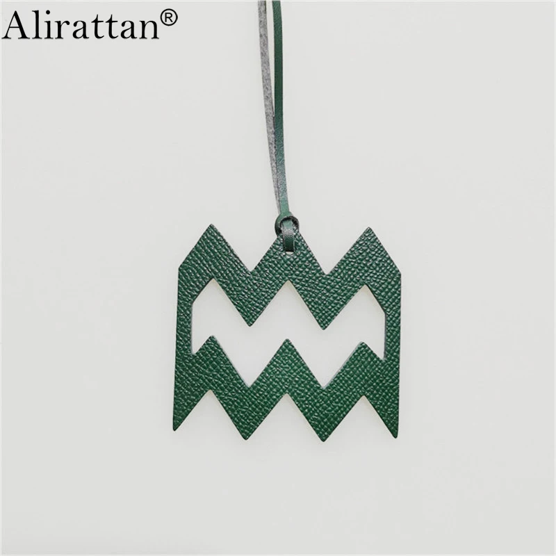 

Alirattan New 12 Zodiac Aquarius Horoscope Constellation Keychain Pendant Women Backpack Bag Charm Fashion Genuine Leather Charm