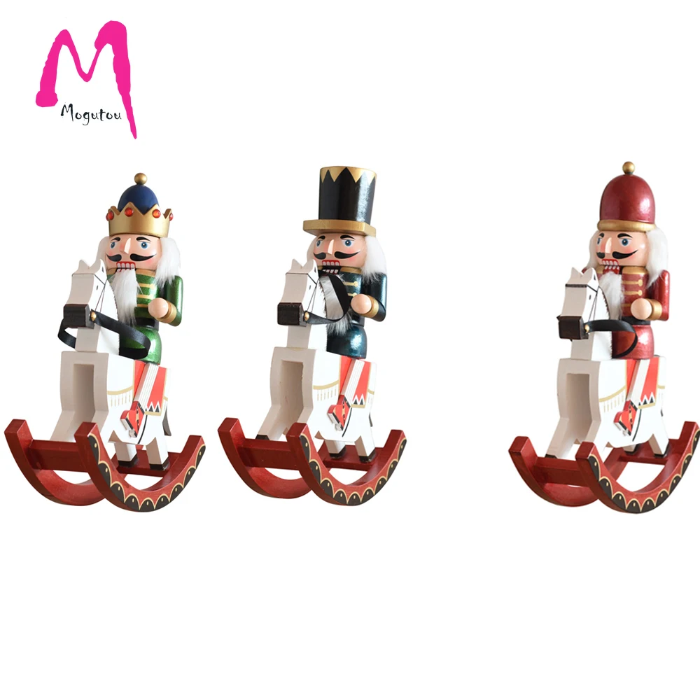 

[MGT]30cm wooden crafts horse riding nutcracker king and soldier modeling puppet statue home decoration Christmas gift
